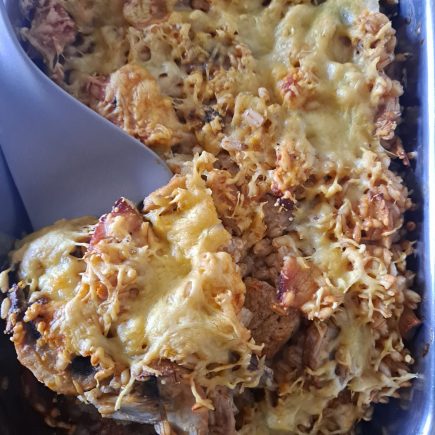 gratins d'orge perlé aux courgettes et poulet