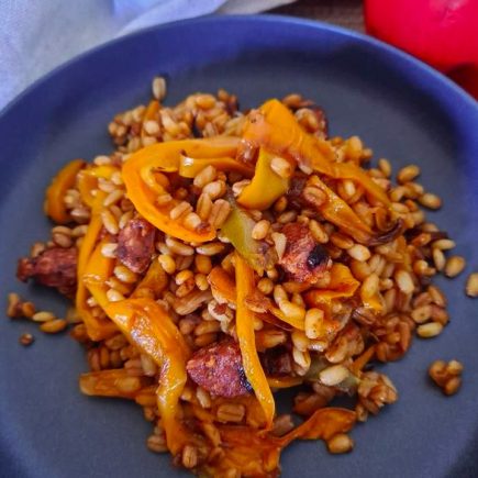 Orge perlé au chorizo et aux poivrons