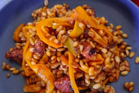 Orge perlé au chorizo et aux poivrons