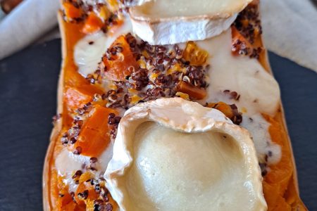 Butternut farcie quinoa, carottes et fromage de chèvre