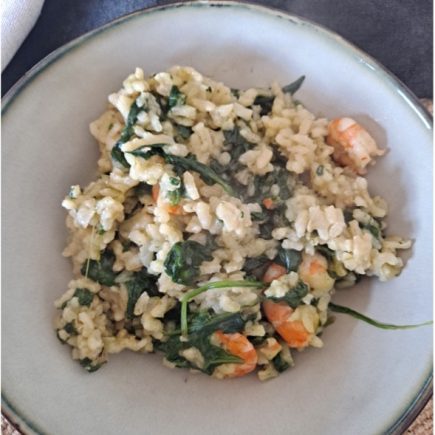 Risotto aux épinards et crevettes