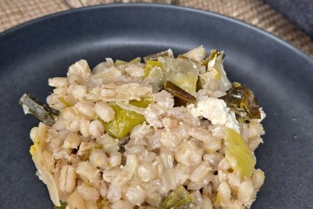Risotto d'orge perlé aux poireau et feta