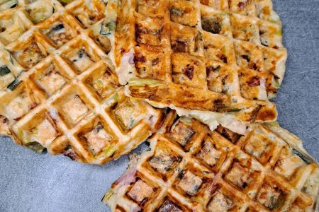 Gaufre poireau jambon