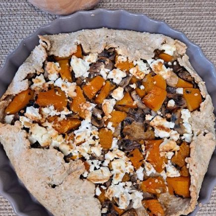 Tarte à la butternut, champignon et fete