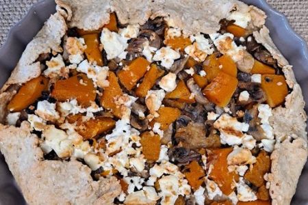Tarte à la butternut, champignon et fete