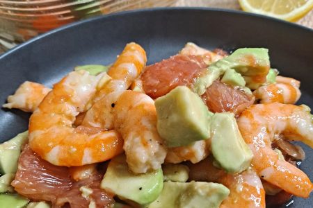 salade crevettes, avocat et pamplemousse