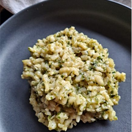 risotto au pesto de feuilles de céleri