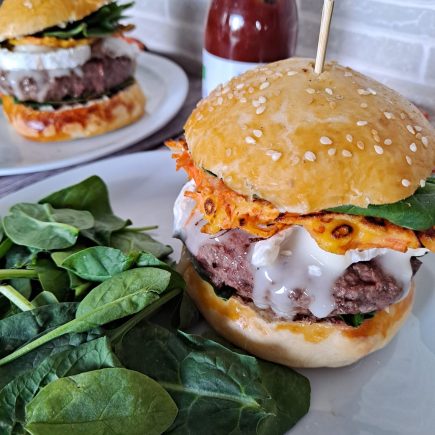 burger épinard galette de carottes et boeuf haché