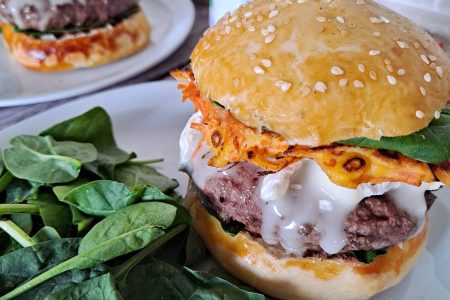 burger épinard galette de carottes et boeuf haché