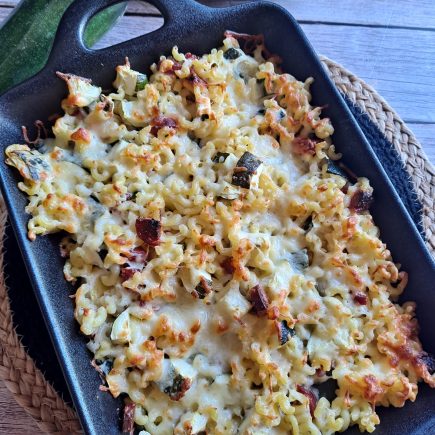 Grarin de coquillettes aux courgettes et chorizo