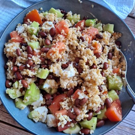 salade de boulgour aux haricots rouge set concombre