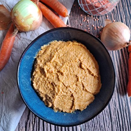 velouté de carottes et lentilles corail au lait de coco