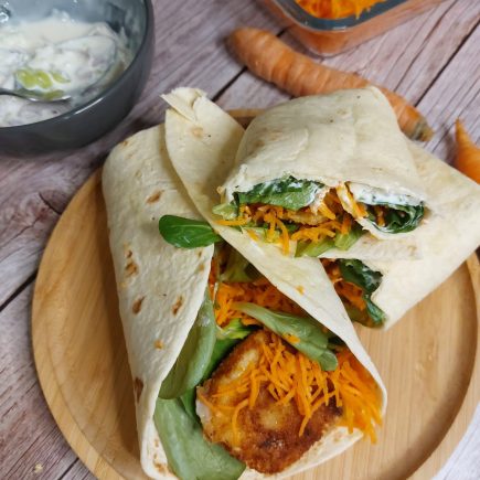 wrap aux crudités et chèvre pané