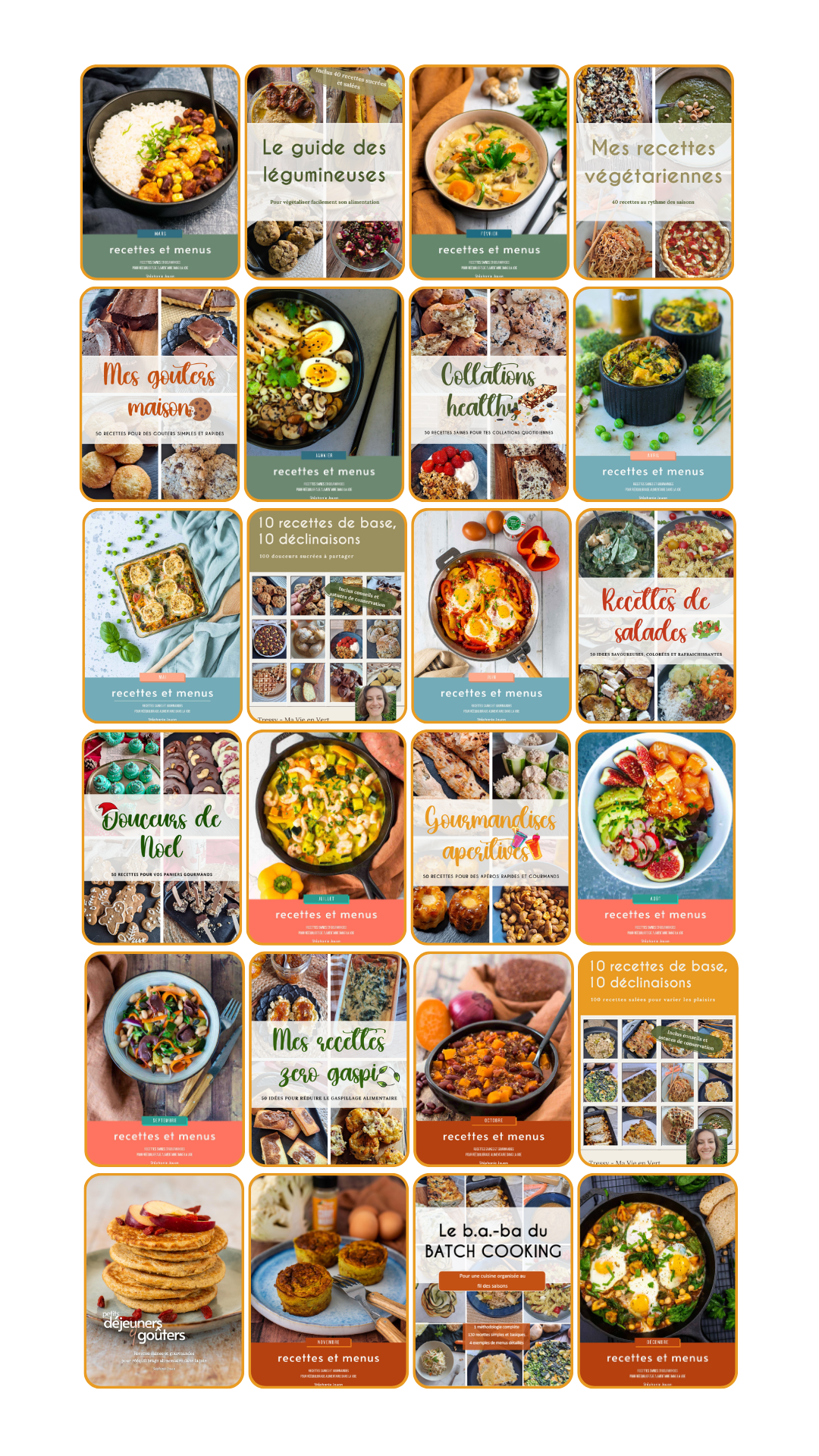Mosaïque des 24 ebooks du Pack Cuisine du Quotidien